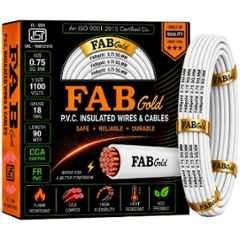 Fabgold 0.75 Sqmm White FR PVC Multi Strand Electrical Wire, FABGOLD6, Length: 90m