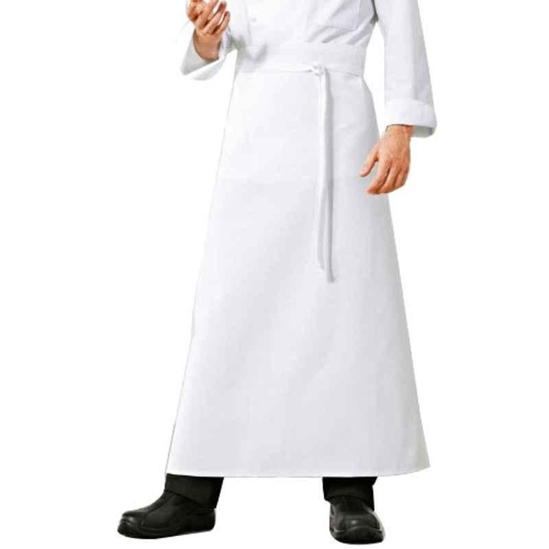 Superb Uniforms Polyester & Cotton White Long Ankle Length Waist Chefwear Apron, SUW/W/CA11, Size: S