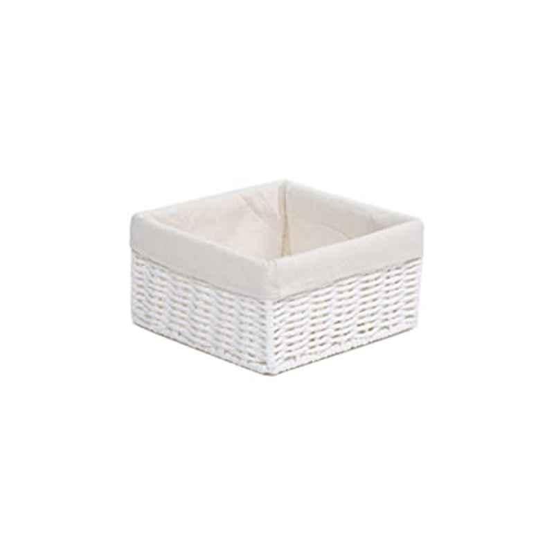 Homesmiths 20x20x10cm White Storage Basket with Liner, MAS0529-WHT
