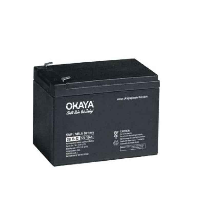 Okaya 12V 18Ah Rechargeable SMF or VRLA Battery, OB-18-12