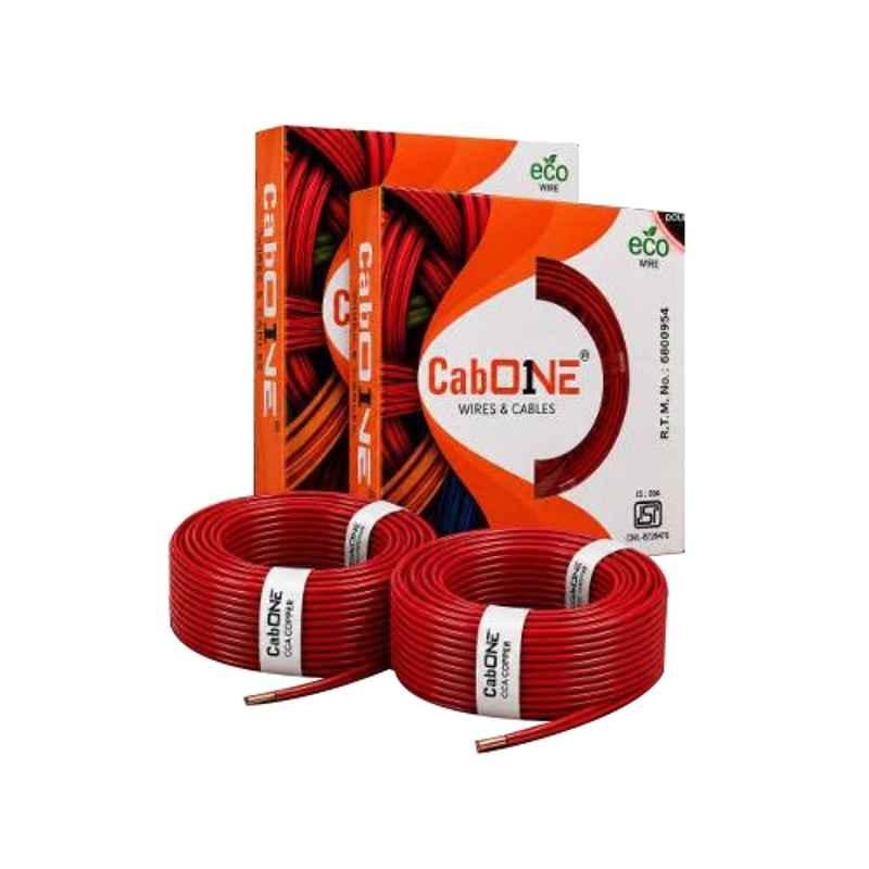 CabONE 1 Sqmm Red FR PVC Insulated Multistrand Copper Cable, Length: 90 m (Pack of 2)