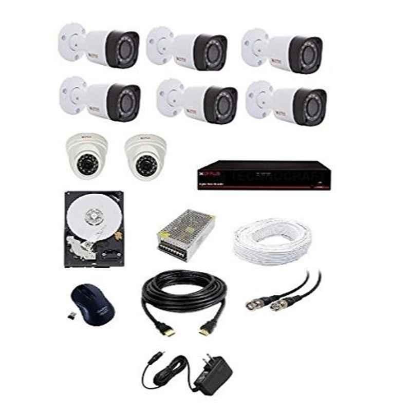 CP Plus 2.4MP 6 Bullet & 2 Dome White & Black Camera with 8 Channel DVR & Hard Disk Kit, CP_029