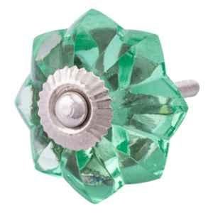 Atom 1.25 Inch Green Crystal Glass Melon Marigold Flower Cabinet Door knob