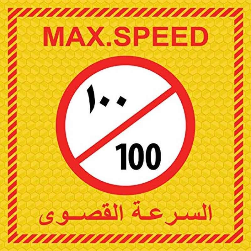 Yellow Vehicle Reflective Stickers Warning Sign Maximum Speed 100Kms