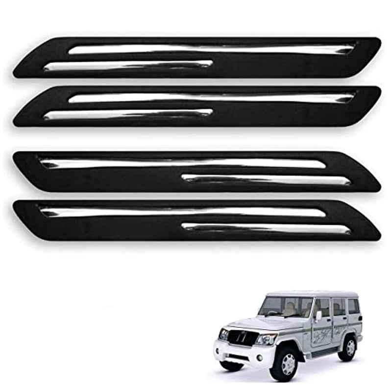 Kozdiko 4 Pcs Rubber Black Double Chrome Strips Car Bumper Protector Guard Set for Mahindra Bolero XL
