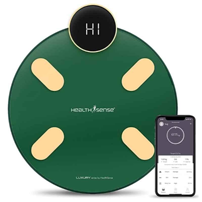 HealthSense S1 Luxury 180kg LED Smart Bluetooth Body Weighing Scale with Mobile App, 13 Body Composition, LED Display & BIA Technology