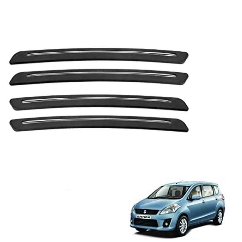 Kozdiko 4 Pcs Rubber Black Car Bumper Protector Set with Chrome Strip for Maruti Suzuki Old Ertiga