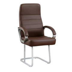 Zidle Rolex Leather Brown High Back Office Chair with Double Support Legs & Cushion Padded Handles