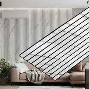 Plantex 12 inchx10ft 100 Sqft PVC White & Black 3D Wall Panel/Louvers Panel for Interior Wall Decor, AP-9014 (Pack of 10)