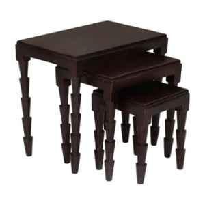 Evok Hazel Solid Wood Brown Nest Table Set, FLILNTSWSTWN69364D