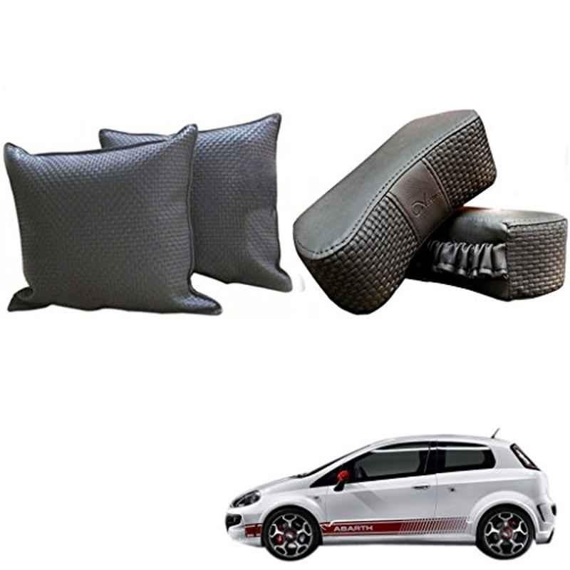 Kozdiko One Pair Grey Neck Rest & One Pair Cushion Combo for Fiat Abarth