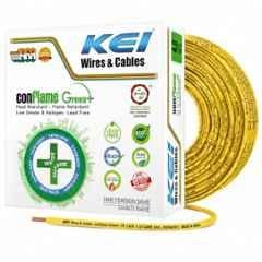 KEI 4 Sqmm 90m 1 Core Conflame Green Plus FRLSH Cooper Yellow House Wire for Domestic & Industrial Electrical Wiring