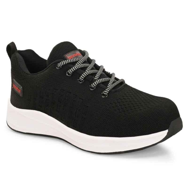 Kavacha S226 Knitted Fabric Black & White Steel Toe Safety Shoe, Size: 10