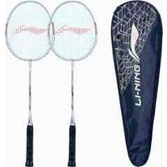 Li-Ning Smash XP 90 IV 95g White & Silver Standard Strung Badminton Racquet (Pack of 2)