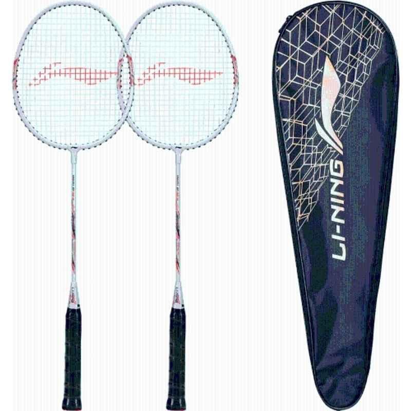 Li-Ning Smash XP 90 IV 95g White & Silver Standard Strung Badminton Racquet (Pack of 2)
