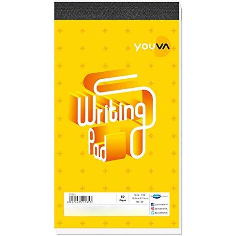 Navneet Youva 10.5x19cm 80 Pages Single Line Writing Pad with Flap, 22835 (Pack of 12)