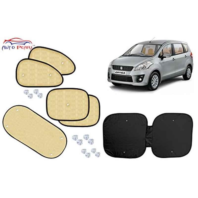 Auto Pearl 6 Pcs PVC & Mesh Beige Window, Front & Rear Sun Shade Set for Maruti Suzuki Ertiga