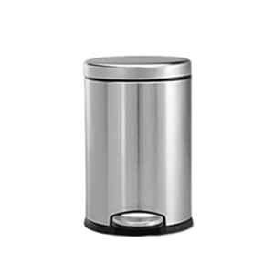 PackPro 7 Litre Stainless Steel Silver Round Pedal Dustbin with Lid for Home, Bedroom, Office & Kitchen, PEDA-7 (Pack of 6)