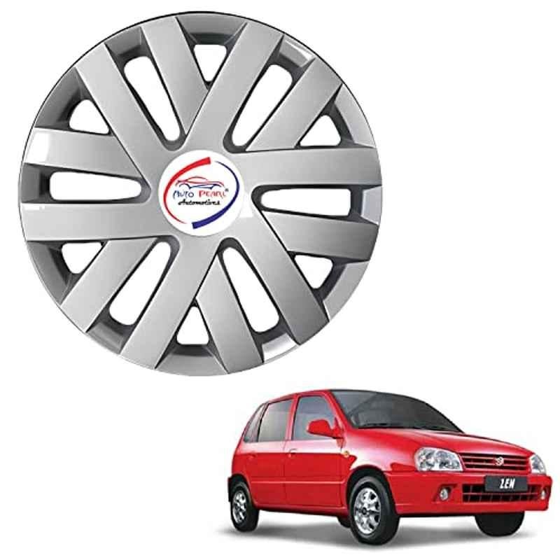 Auto Pearl 4 Pcs 13 inch ABS Polo Silver PBY 25 Hubcap Wheel Cover Set with Retention Ring for Maruti Suzuki Zen