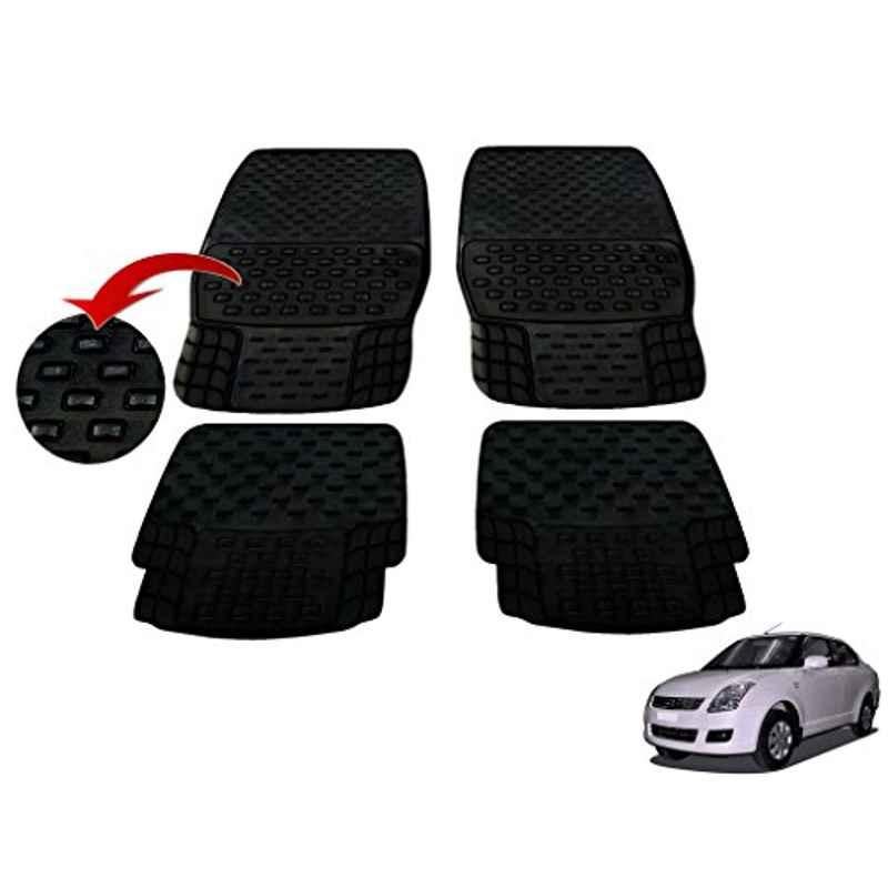 Kozdiko 4 Pcs PVC & Rubber Black Car Floor Mat Set for Maruti Suzuki 800