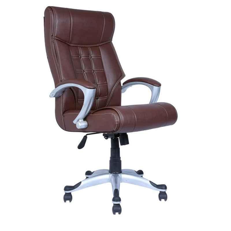 Caddy PU Leatherette Brown Adjustable Office Chair with Back Support, DM 115 (Pack of 2)
