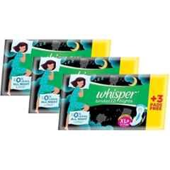 Whisper 30 Pcs White Cotton Disposable Bindazzz Sanitary Pad Packet , Size: XL