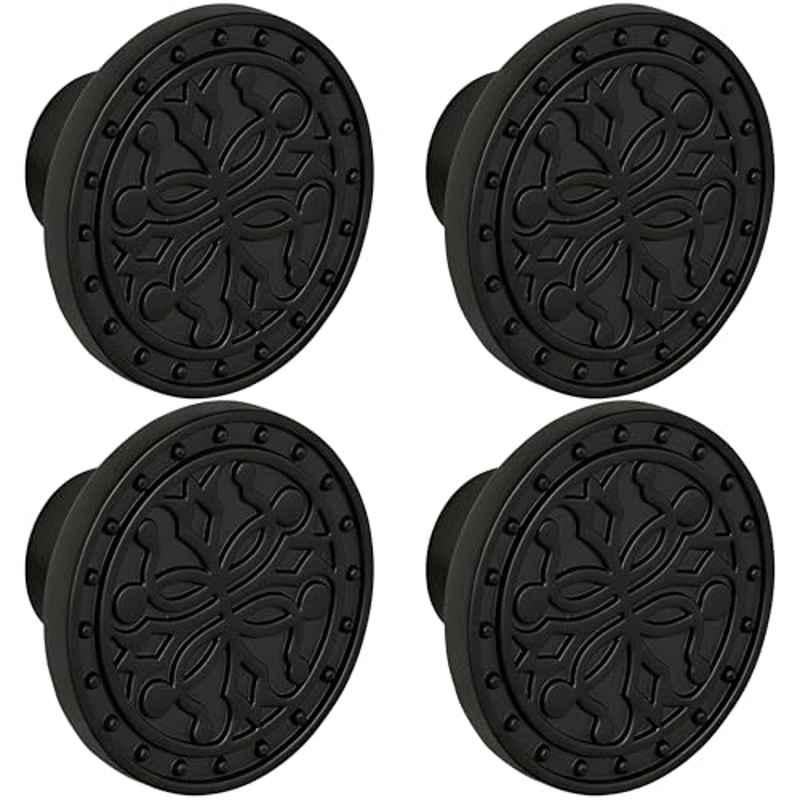 Plantex Knobs for Drawer/Round Drawer Knobs/Knobs for Cabinets/Pull-Push Knobs for Kitchen/Bedroom Drawer (Pack of 4) DTK-301, Black