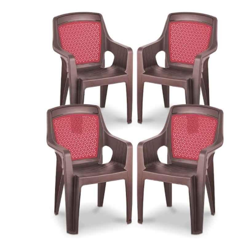 Maharaja Safari114 560x565x840mm Plastic Red Heavy Duty Luxury Armrest Chair (Pack of 4)