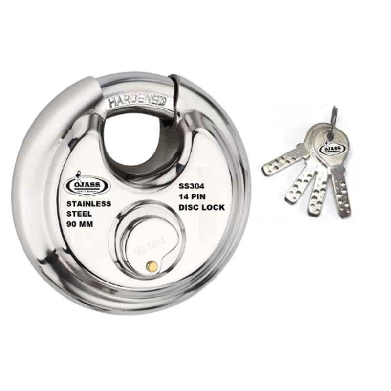 Onjecx CKK90 SS304 90mm 14 Pin Cylindrical Shutter Round Disc Lock with 4 Computerized Keys