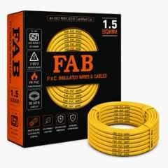FAB 1.5 Sqmm Single Core Yellow FR PVC CCS Copper Insulated House Wire, Length: 91 m