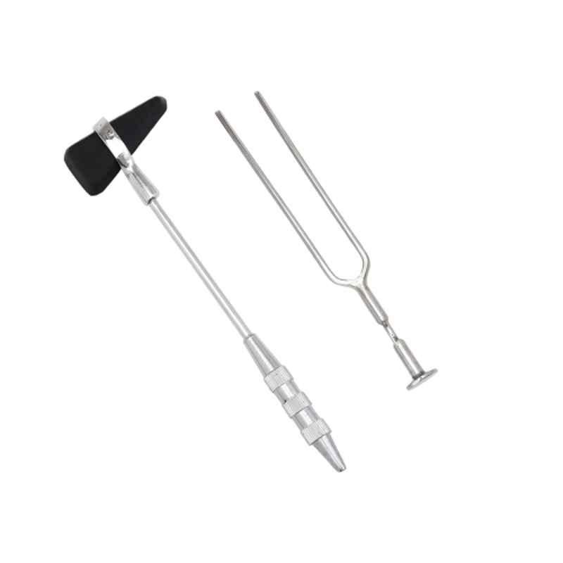 Forgesy 2 Pcs Taylor Chrome Plated Percussion Knee Hammer with 128Hz Tuning Fork Set, PLW_601