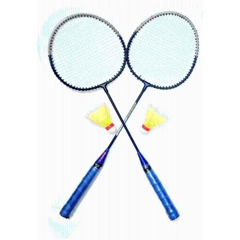 STYRKR Multicolour SINGLE SHAFT BADMINTON Racket with A PAIR of Shuttlecocks
