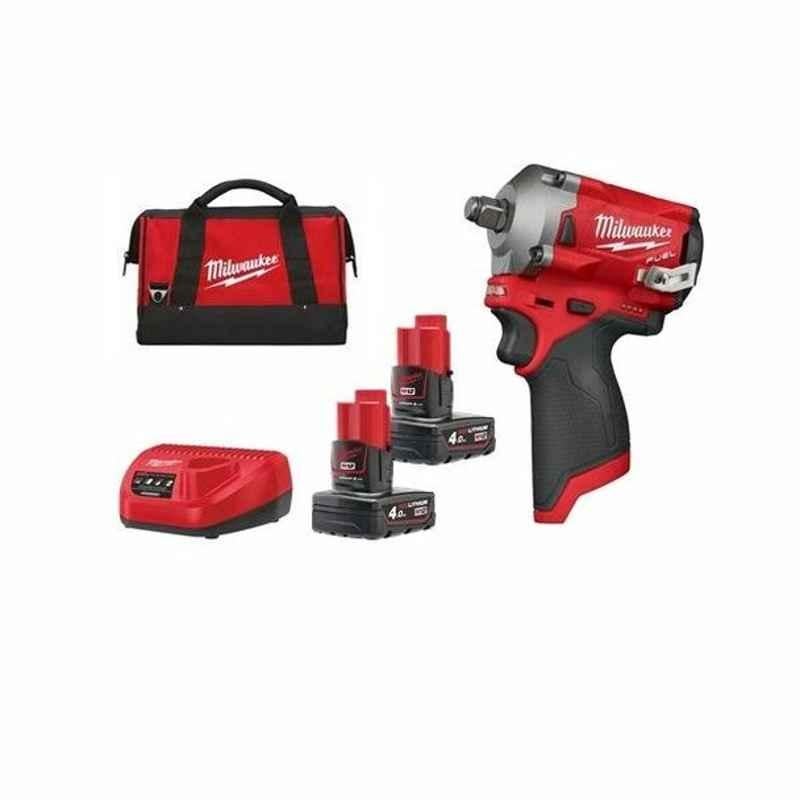 Milwaukee Cordless Impact Wrench Kit With Friction Ring, M12FIWF12-402B, Fuel, 1/2 inch, 12V, 5 Pcs/Kit
