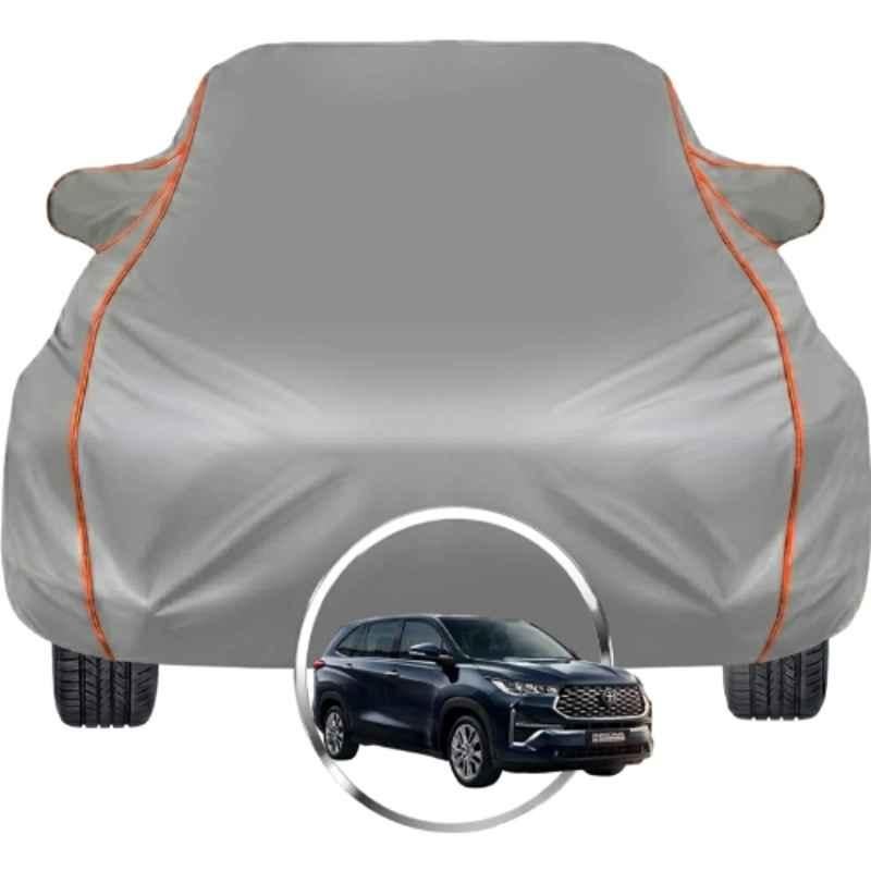 Allextreme Polyester Grey Car Cover with Triple Stitched Reflective Piping for Toyota Innova Hycross Fits All Model & Year, TOY-INN-HYCROSS-BLK