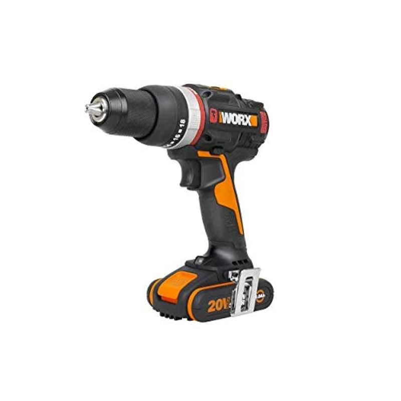 Worx 20V Brushless Active Impact Drill, 50Nm, Color Box, 2x2Ah, 1Hr Charger, Injection Box The Only Cordless Drill For All Materials Even In Reinforced Concrete (C30)