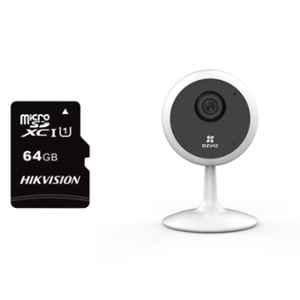 EZVIZ C1C Full HD 1080P 2MP White Wi-Fi Smart Vision Indoor CCTV Camera with 2 Way Talk, Night Vision, 64GB Memory Card & MicroSD Card Slot Upto 256GB by Hikvision, CS-C1C-D0-1D2WFR