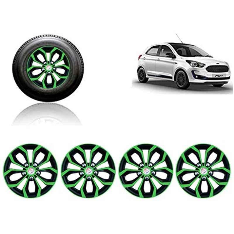Auto Pearl 4 Pcs 14 inch ABS Green & Black Car Wheel Cover Set for Ford Figo 2019