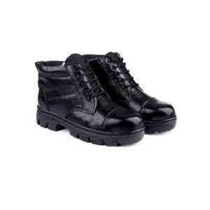 Woakers Leather Steel Toe Black Safety Shoes, WKS-SAFTEY-006, Size: 8