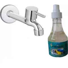 Senkiddpro Prime Stainless Steel Chrome Finish Wall Mounted Long Body Bib Tap with Tap Cleaner