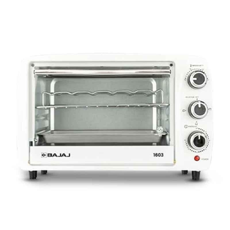 Bajaj 1603 16 Litre 1200W White Oven Toast Grill with 2 Years Warranty, 420112