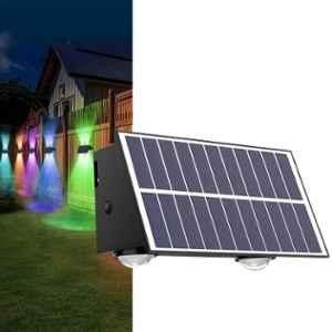 Gigalumi 4 LED RGB Solar Wall Light with On/Off Botton & 1.5Ah Battery for Home Garden Terrace Patio