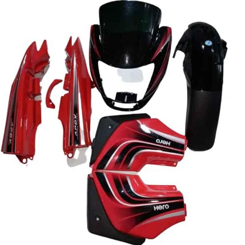 Buy Krayons Black Red Full Body Kit for Hero Passion PRO Bike