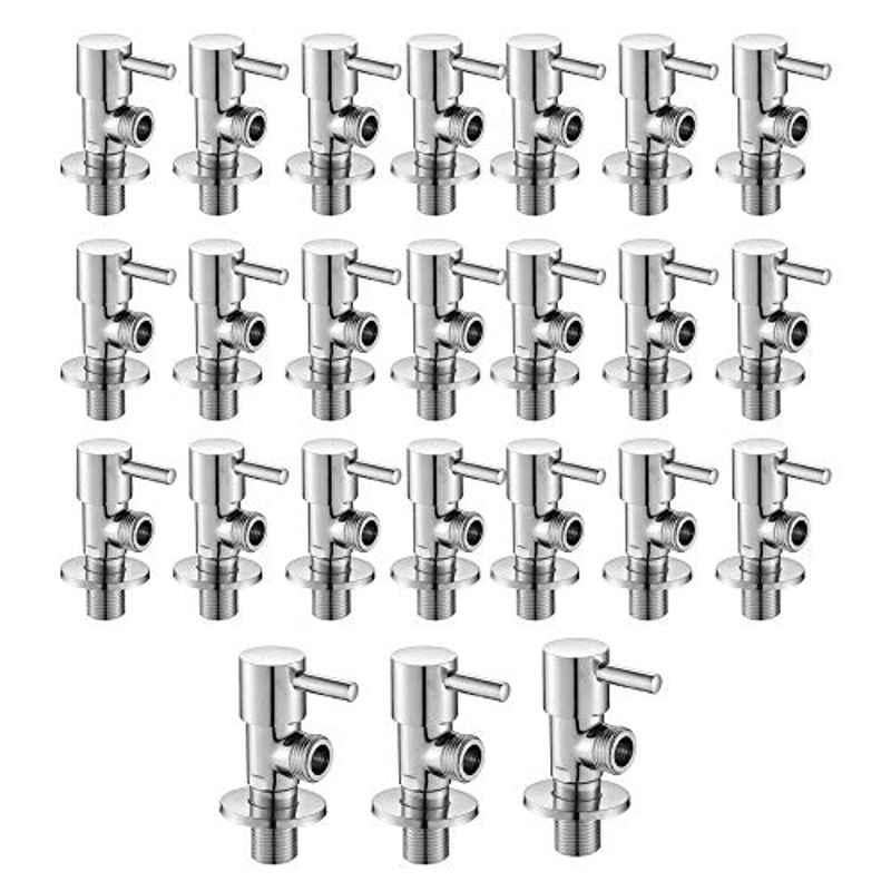 ZAP Terrim Brass Chrome Finish Angle Cock Valve with Wall Flange (Pack of 24)