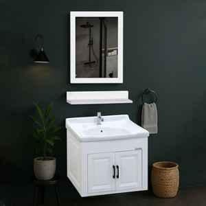 Plantex Wash Basin with Cabinet Full Set/Unbreakable Bathroom Vanity & Washbasin Set/Basin Cabinet for Bathroom with Mirror (White)