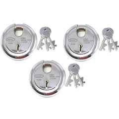Ojass 75mm 7 Levers Stainless Steel Round Heavy Duty Pad Lock with 3 Keys, RPL753 (Pack of 3)