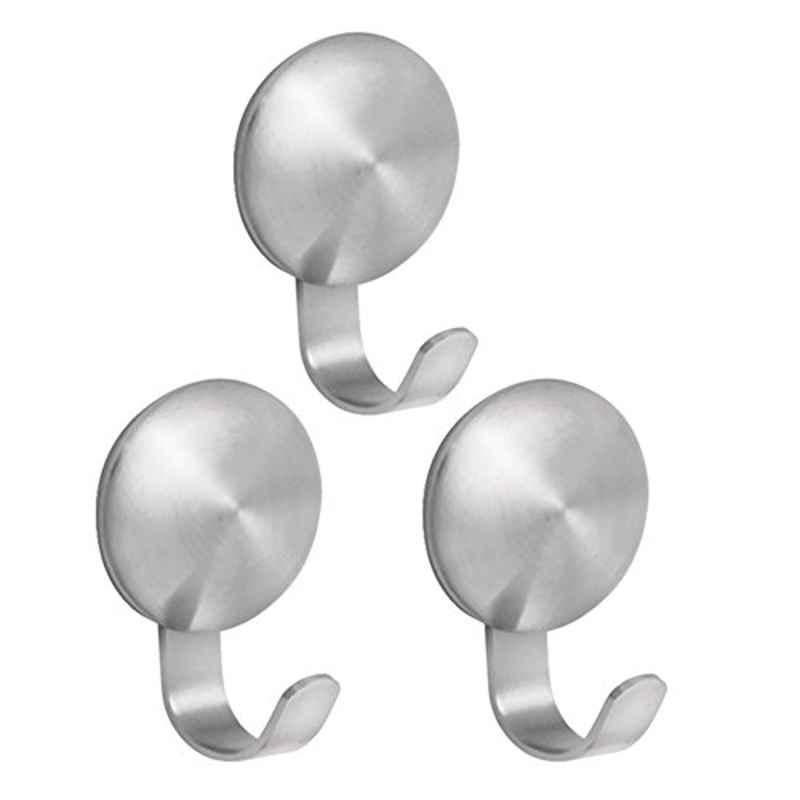 iDesign Affixx 82120 Stainless Steel Wall Hooks, Size: Small (Pack of 3)