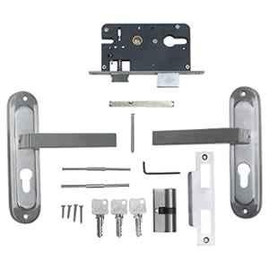 Voltizi ‎Stainless Steel 304 Matt Satin Finish Heavy Duty Round Plate Mortise Door Lock with Both Side Key Cylinder, LB301