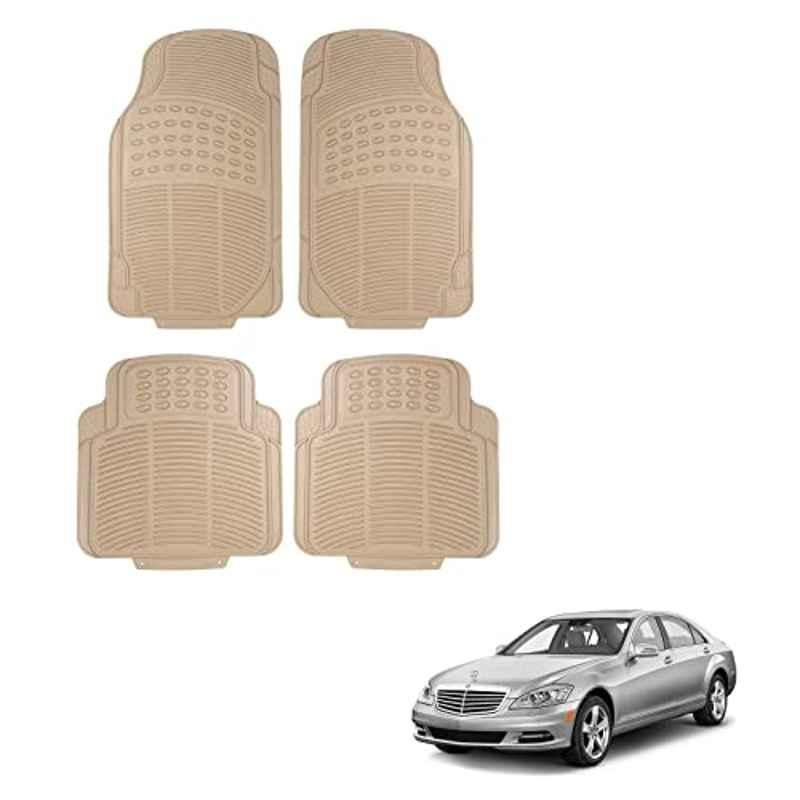 Kozdiko 4 Pcs Rubber Beige Car Simple Floor Mat Set for Mercedes Benz S-Class