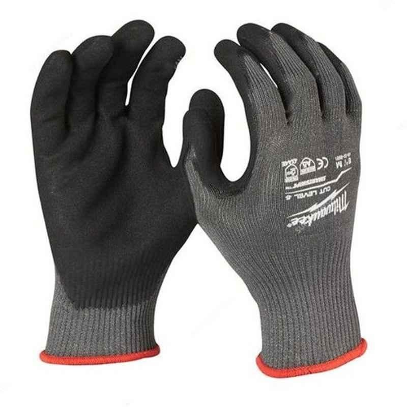 Milwaukee 4932471424 Nitrile Grey Cut Level 5 Dipped Gloves, Size: M