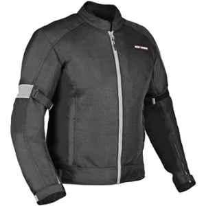 AllExtreme TRIPPER Mesh Fabric Grey & Black Windproof Bike Riding Jacket with Armour Back Elbows & Shoulders Gear Protector for Men, Size: S